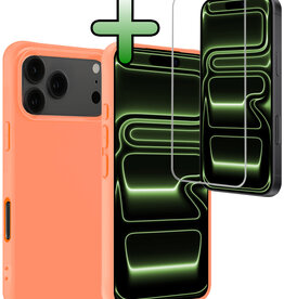 BASEY. BASEY. iPhone 17 Pro Max Hoesje Siliconen Met Screenprotector Met Dichte Notch - Perzik