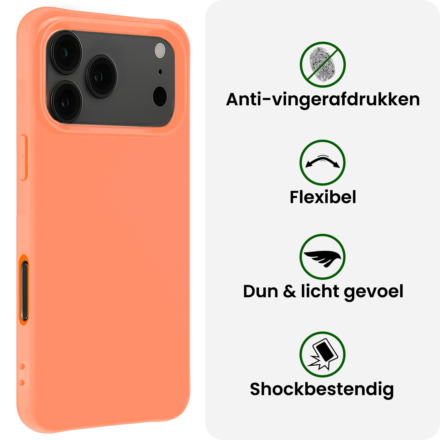 BASEY. BASEY. iPhone 17 Pro Max Hoesje Siliconen Met Screenprotector Met Dichte Notch - Perzik