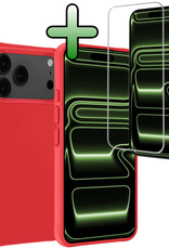 BASEY. BASEY. iPhone 17 Pro Max Hoesje Siliconen Met Screenprotector Met Dichte Notch - Rood