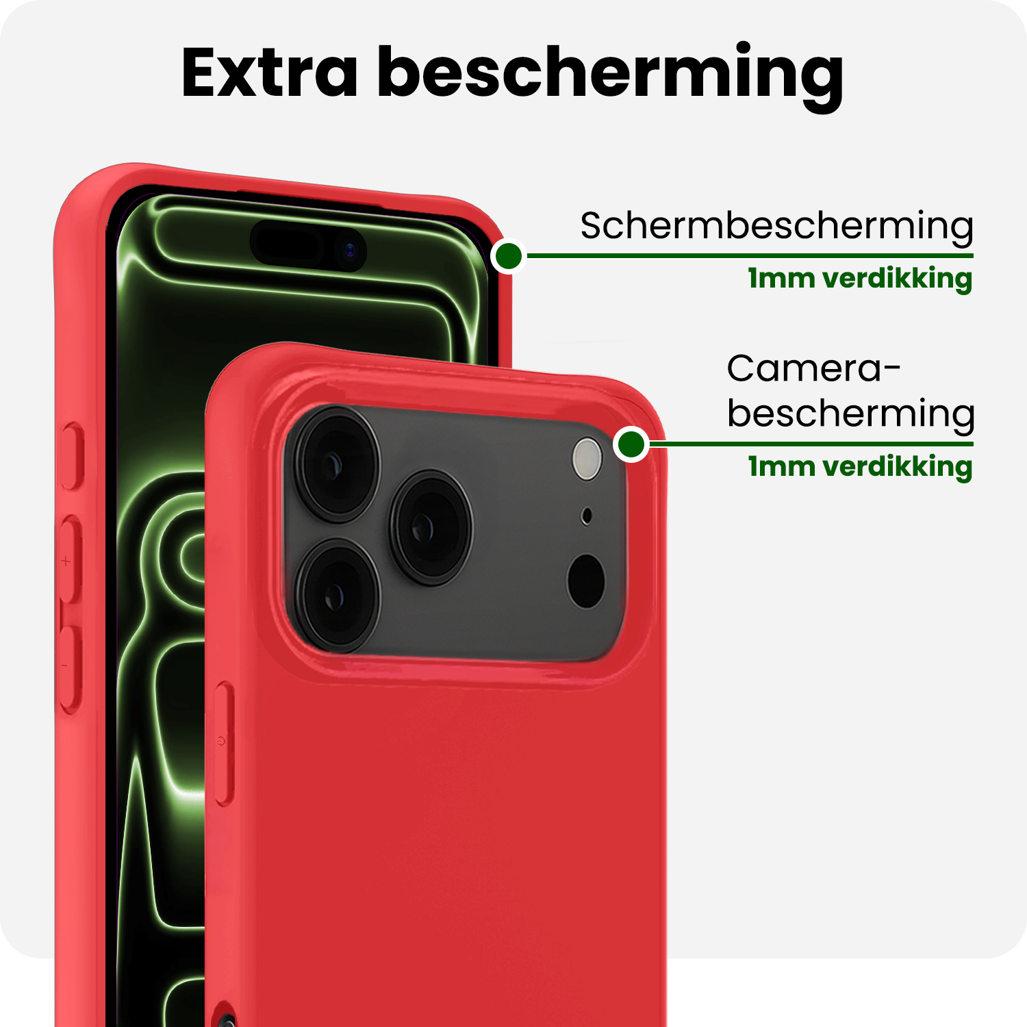 BASEY. BASEY. iPhone 17 Pro Max Hoesje Siliconen Met Screenprotector Met Dichte Notch - Rood