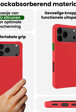 BASEY. BASEY. iPhone 17 Pro Max Hoesje Siliconen Met Screenprotector Met Dichte Notch - Rood
