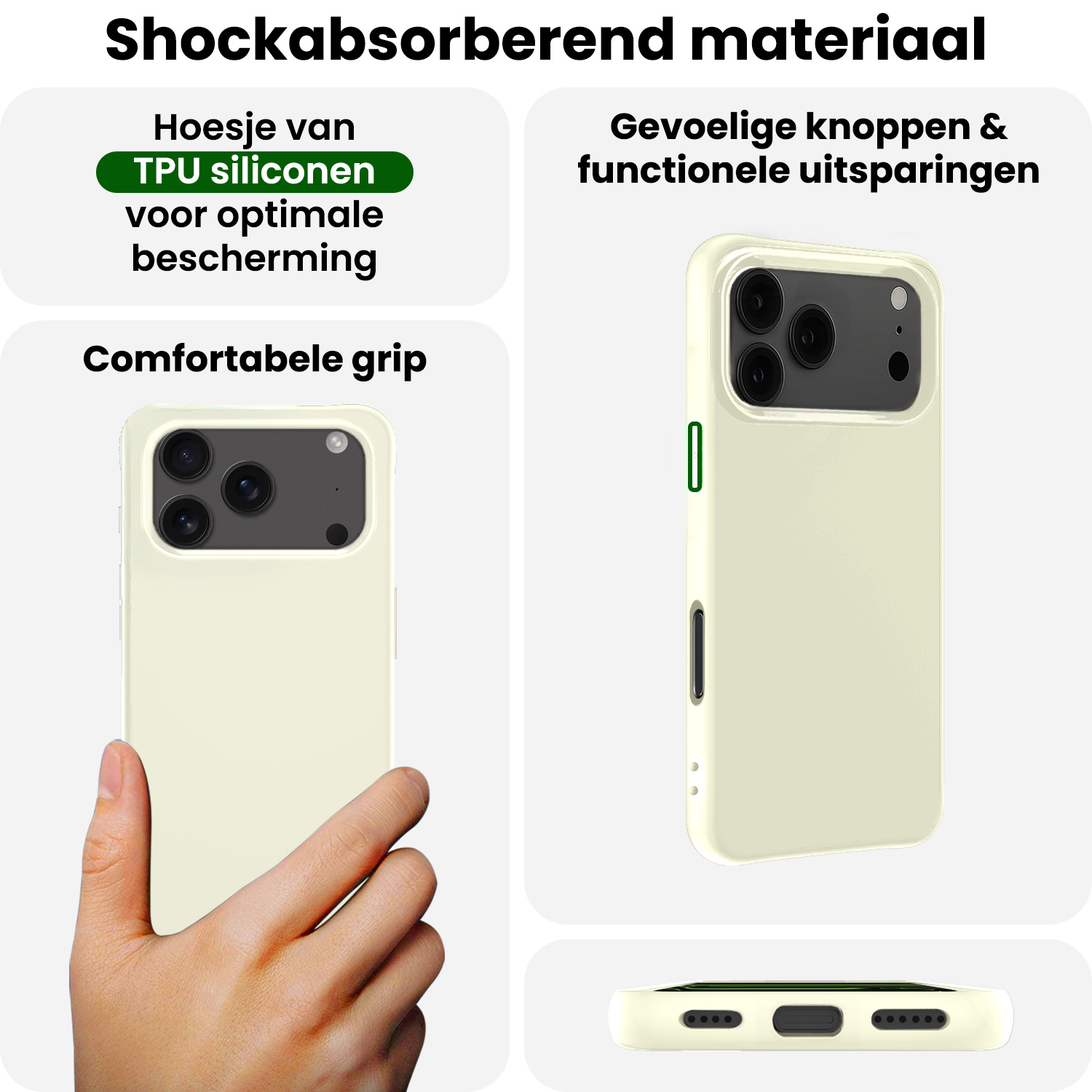 BASEY. BASEY. iPhone 17 Pro Max Hoesje Siliconen Met Screenprotector Met Dichte Notch - Wit