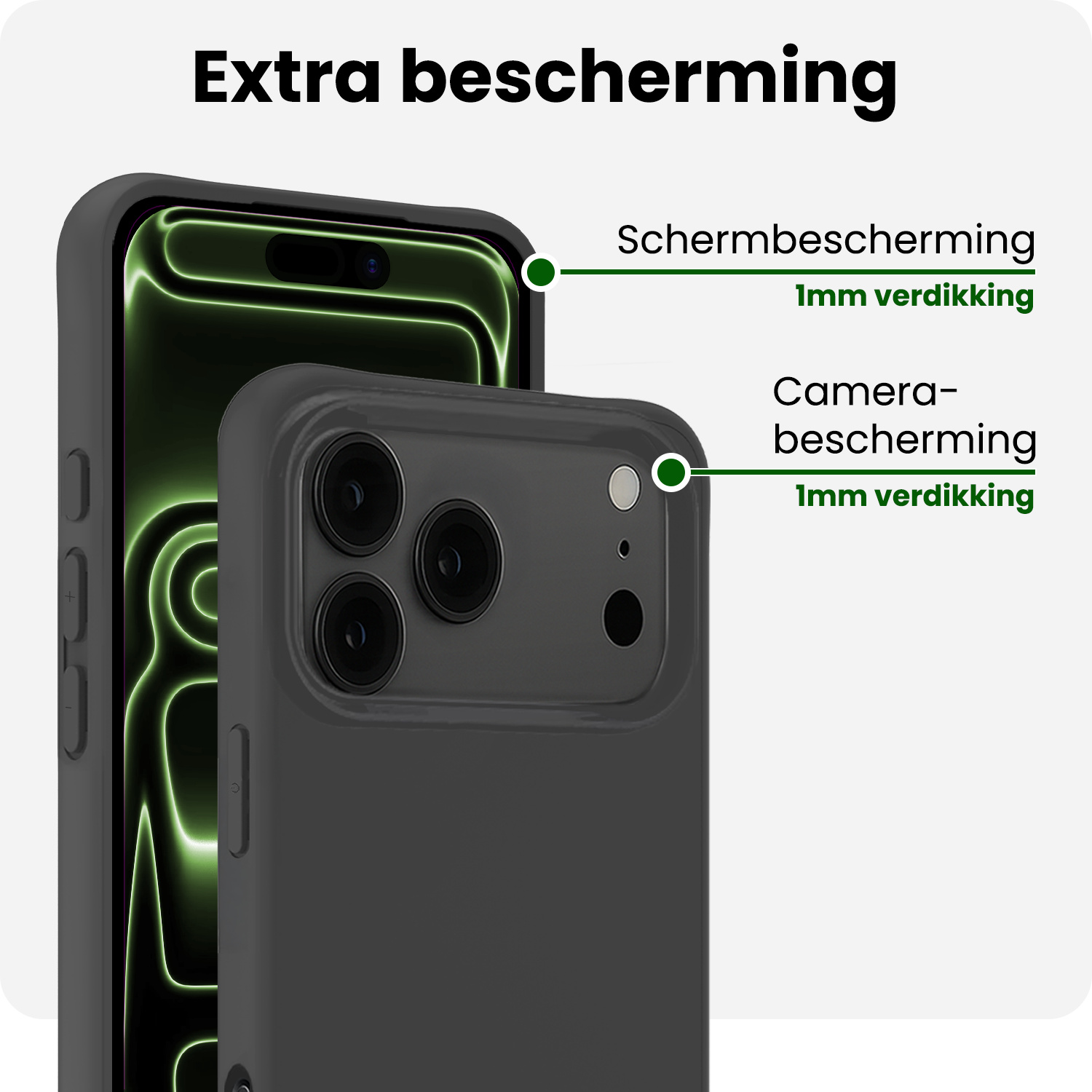 BASEY. BASEY. iPhone 17 Pro Max Hoesje Siliconen Met Screenprotector Met Dichte Notch - Zwart