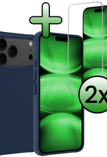 BASEY. BASEY. iPhone 17 Pro Max Hoesje Siliconen Met 2x Screenprotector Met Dichte Notch - Donkerblauw
