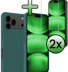 BASEY. BASEY. iPhone 17 Pro Max Hoesje Siliconen Met 2x Screenprotector Met Dichte Notch - Donkergroen