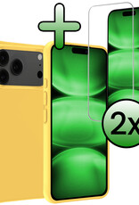 BASEY. BASEY. iPhone 17 Pro Max Hoesje Siliconen Met 2x Screenprotector Met Dichte Notch - Geel