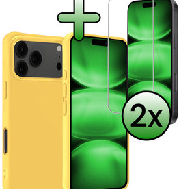 BASEY. BASEY. iPhone 17 Pro Max Hoesje Siliconen Met 2x Screenprotector Met Dichte Notch - Geel