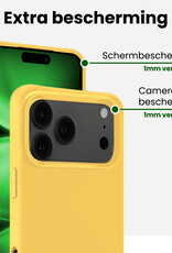 BASEY. BASEY. iPhone 17 Pro Max Hoesje Siliconen Met 2x Screenprotector Met Dichte Notch - Geel