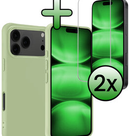 BASEY. BASEY. iPhone 17 Pro Max Hoesje Siliconen Met 2x Screenprotector Met Dichte Notch - Groen