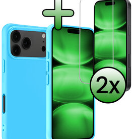 BASEY. BASEY. iPhone 17 Pro Max Hoesje Siliconen Met 2x Screenprotector Met Dichte Notch - Lichtblauw