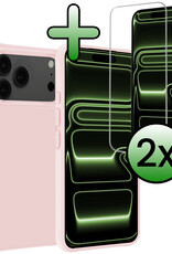 BASEY. BASEY. iPhone 17 Pro Max Hoesje Siliconen Met 2x Screenprotector Met Dichte Notch - Lichtroze