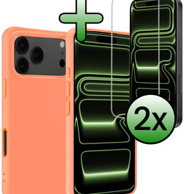BASEY. BASEY. iPhone 17 Pro Max Hoesje Siliconen Met 2x Screenprotector Met Dichte Notch - Perzik