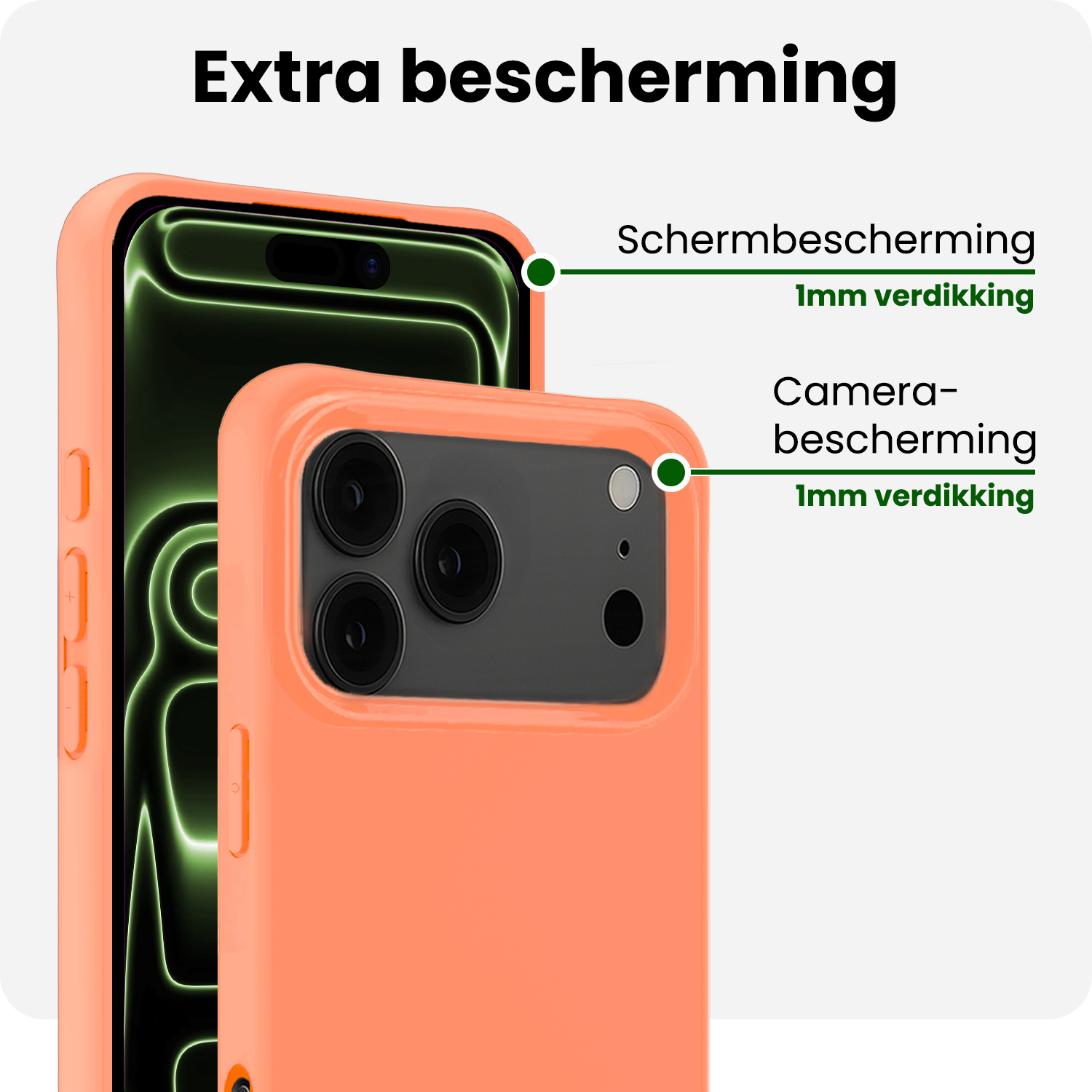 BASEY. BASEY. iPhone 17 Pro Max Hoesje Siliconen Met 2x Screenprotector Met Dichte Notch - Perzik
