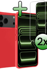 BASEY. BASEY. iPhone 17 Pro Max Hoesje Siliconen Met 2x Screenprotector Met Dichte Notch - Rood