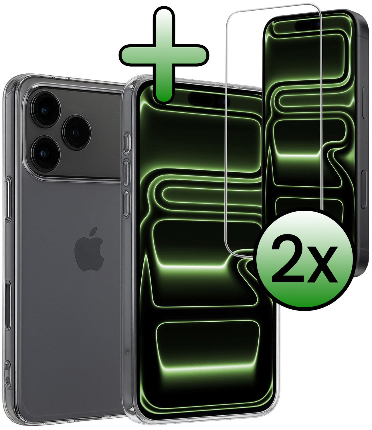 BASEY. BASEY. iPhone 17 Pro Max Hoesje Siliconen Met 2x Screenprotector Met Dichte Notch - Transparant