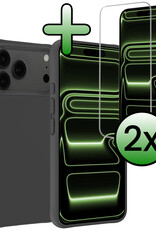 BASEY. BASEY. iPhone 17 Pro Max Hoesje Siliconen Met 2x Screenprotector Met Dichte Notch - Zwart