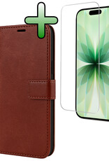 BASEY. BASEY. iPhone 17 Hoesje Bookcase Met Screenprotector - Bruin