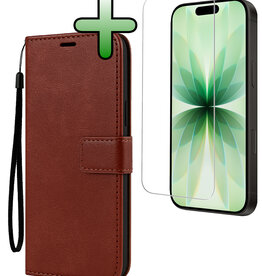 BASEY. BASEY. iPhone 17 Hoesje Bookcase Met Screenprotector - Bruin