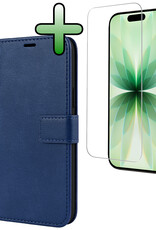 BASEY. BASEY. iPhone 17 Hoesje Bookcase Met Screenprotector - Donkerblauw