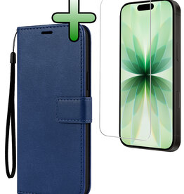 BASEY. BASEY. iPhone 17 Hoesje Bookcase Met Screenprotector - Donkerblauw