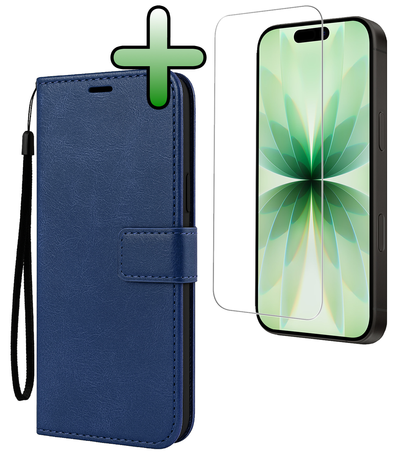 BASEY. BASEY. iPhone 17 Hoesje Bookcase Met Screenprotector - Donkerblauw