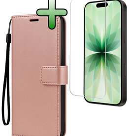 BASEY. BASEY. iPhone 17 Hoesje Bookcase Met Screenprotector - Rose Goud