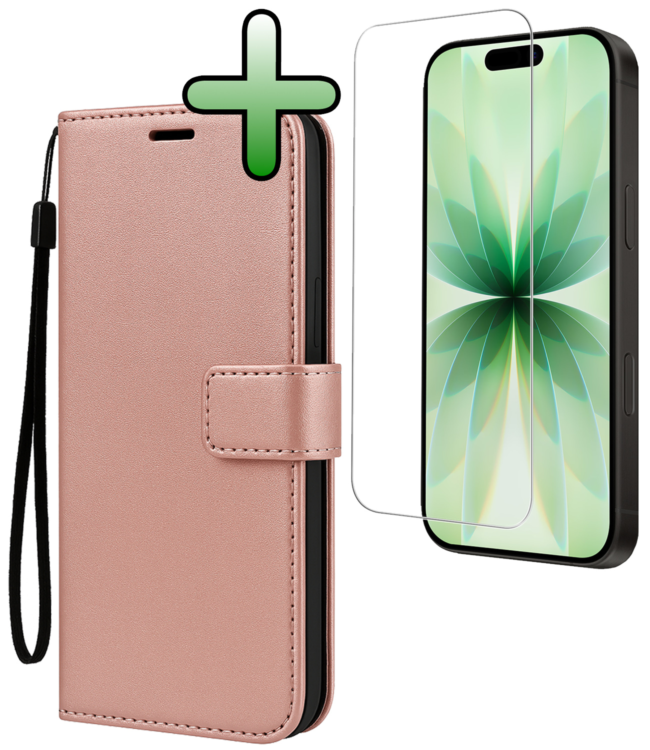 BASEY. BASEY. iPhone 17 Hoesje Bookcase Met Screenprotector - Rose Goud