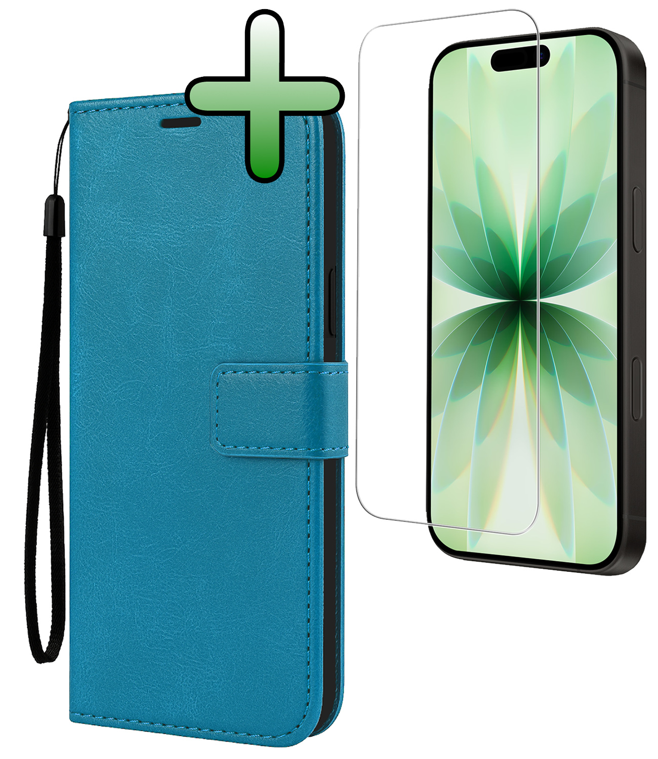 BASEY. BASEY. iPhone 17 Hoesje Bookcase Met Screenprotector - Turquoise
