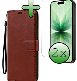 BASEY. BASEY. iPhone 17 Hoesje Bookcase Met 2x Screenprotector - Bruin