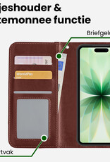 BASEY. BASEY. iPhone 17 Hoesje Bookcase Met 2x Screenprotector - Bruin