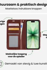 BASEY. BASEY. iPhone 17 Hoesje Bookcase Met 2x Screenprotector - Bruin