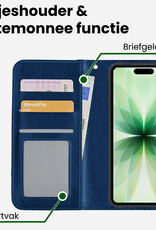 BASEY. BASEY. iPhone 17 Hoesje Bookcase Met 2x Screenprotector - Donkerblauw