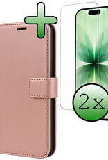 BASEY. BASEY. iPhone 17 Hoesje Bookcase Met 2x Screenprotector - Rose Goud
