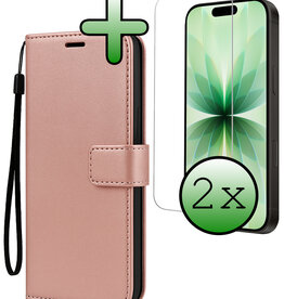 BASEY. BASEY. iPhone 17 Hoesje Bookcase Met 2x Screenprotector - Rose Goud