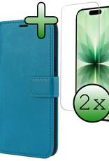 BASEY. BASEY. iPhone 17 Hoesje Bookcase Met 2x Screenprotector - Turquoise