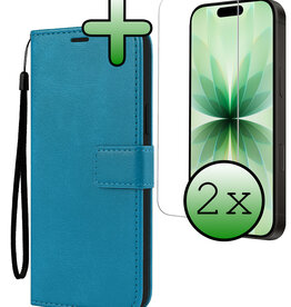 BASEY. BASEY. iPhone 17 Hoesje Bookcase Met 2x Screenprotector - Turquoise