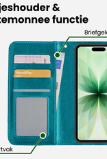 BASEY. BASEY. iPhone 17 Hoesje Bookcase Met 2x Screenprotector - Turquoise