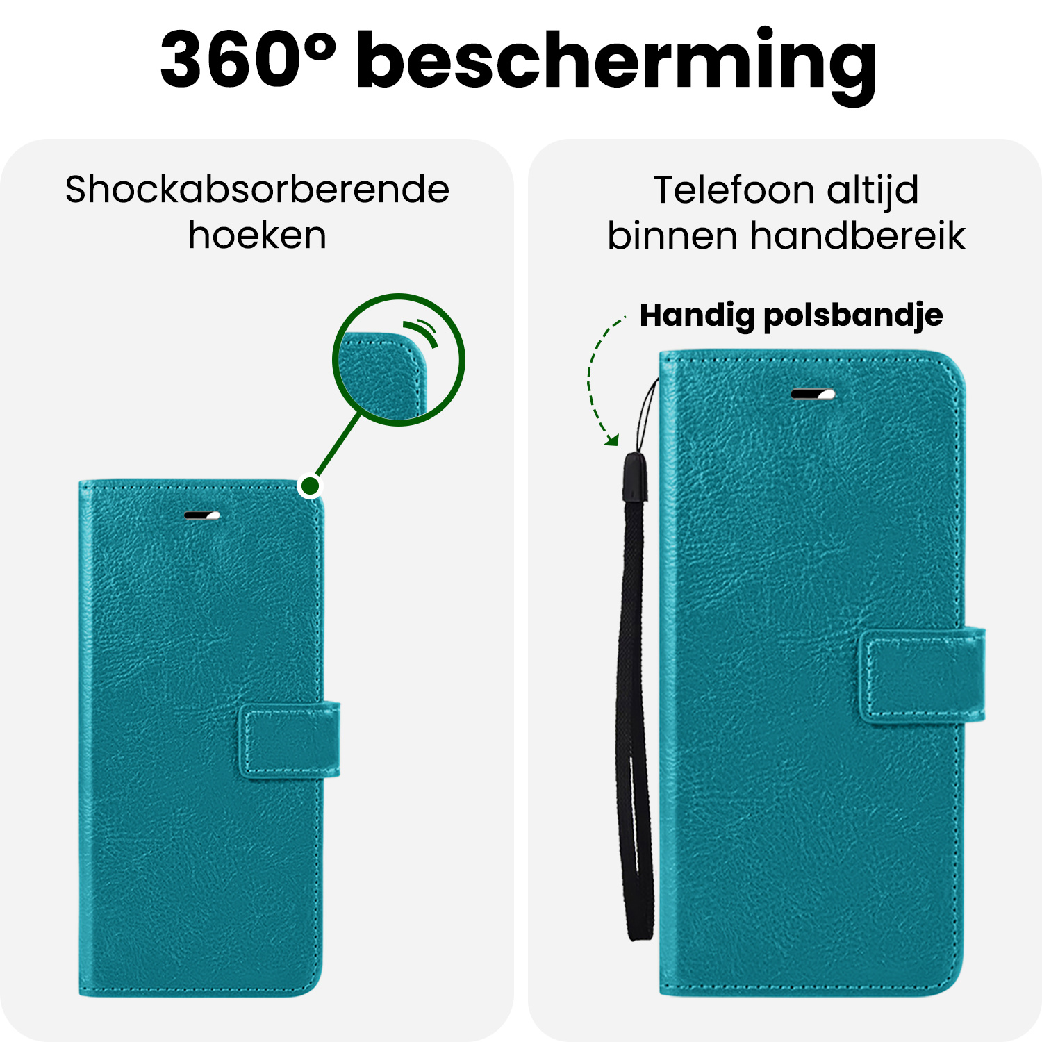 BASEY. BASEY. iPhone 17 Hoesje Bookcase Met 2x Screenprotector - Turquoise
