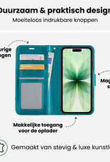 BASEY. BASEY. iPhone 17 Hoesje Bookcase Met 2x Screenprotector - Turquoise