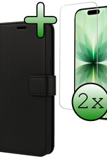 BASEY. BASEY. iPhone 17 Hoesje Bookcase Met 2x Screenprotector - Zwart