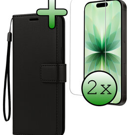 BASEY. BASEY. iPhone 17 Hoesje Bookcase Met 2x Screenprotector - Zwart