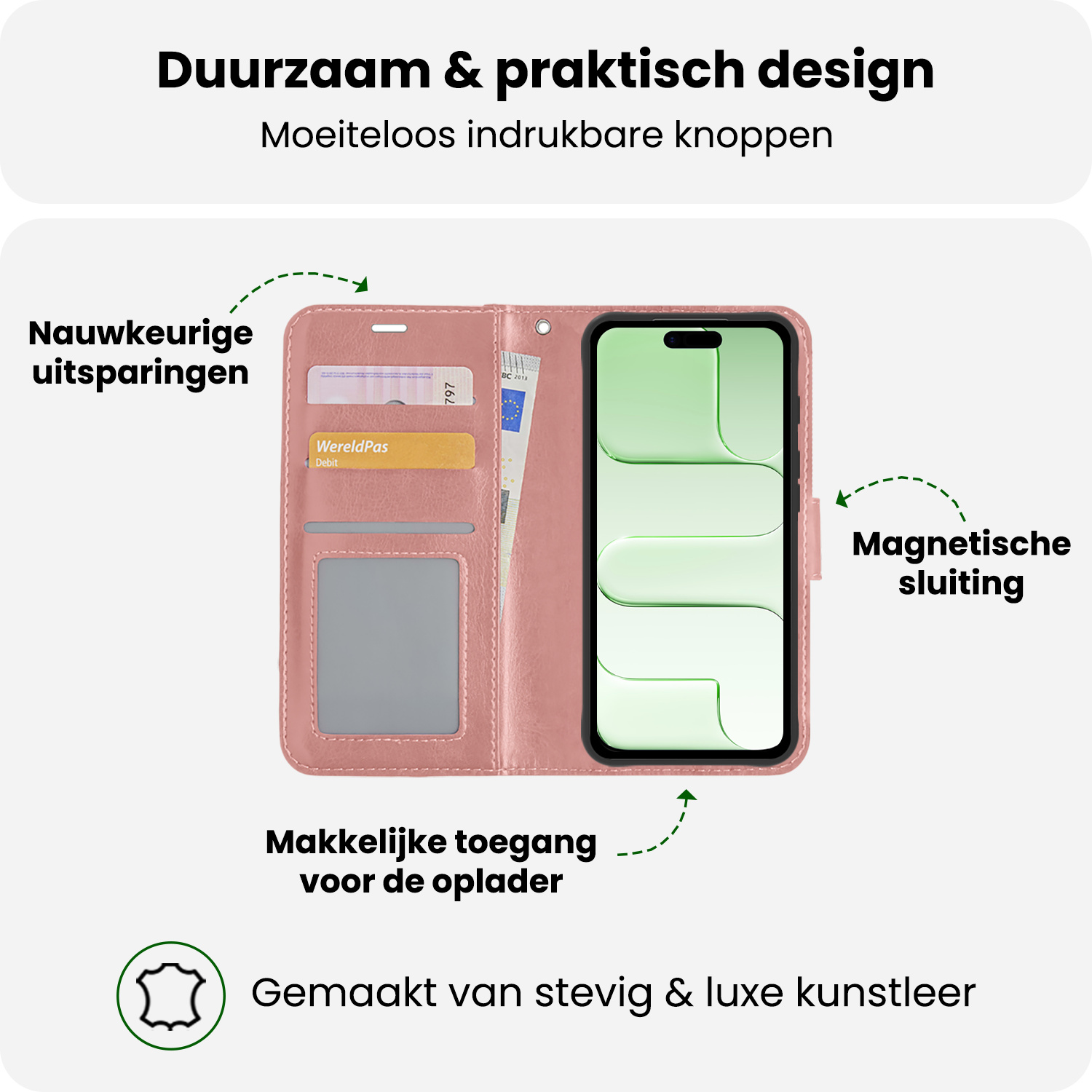 BASEY. BASEY. iPhone Air Hoesje Bookcase - Rose Goud