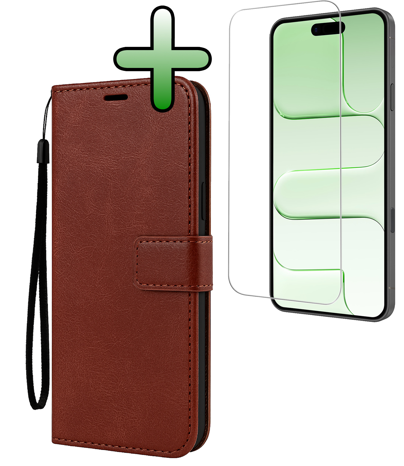 BASEY. BASEY. iPhone Air Hoesje Bookcase Met Screenprotector - Bruin