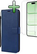 BASEY. BASEY. iPhone Air Hoesje Bookcase Met Screenprotector - Donkerblauw