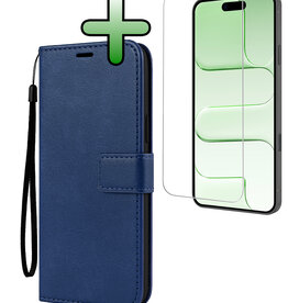 BASEY. BASEY. iPhone Air Hoesje Bookcase Met Screenprotector - Donkerblauw