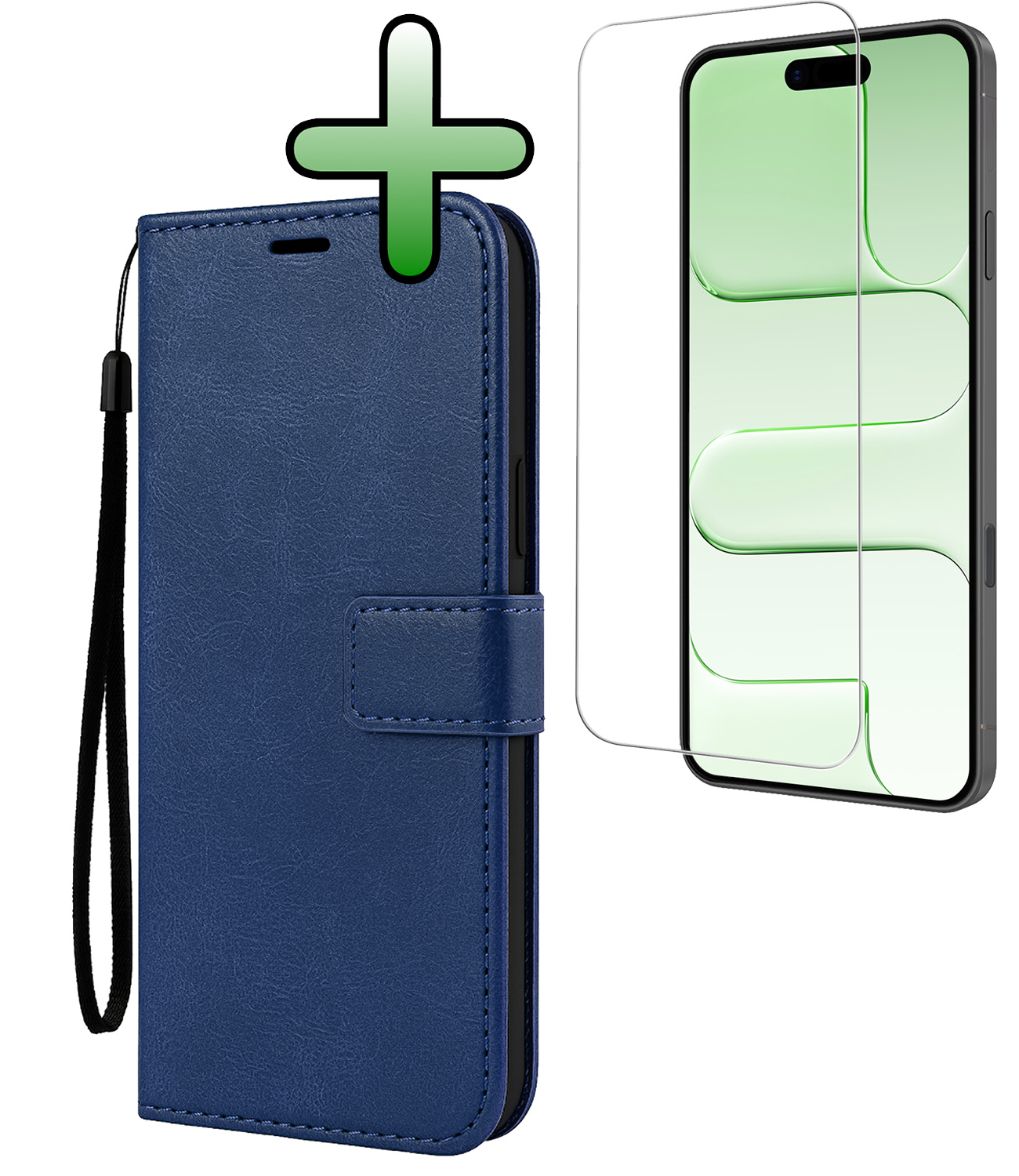 BASEY. BASEY. iPhone Air Hoesje Bookcase Met Screenprotector - Donkerblauw