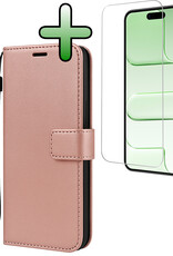 BASEY. BASEY. iPhone Air Hoesje Bookcase Met Screenprotector - Rose Goud