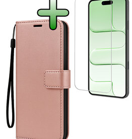 BASEY. BASEY. iPhone Air Hoesje Bookcase Met Screenprotector - Rose Goud