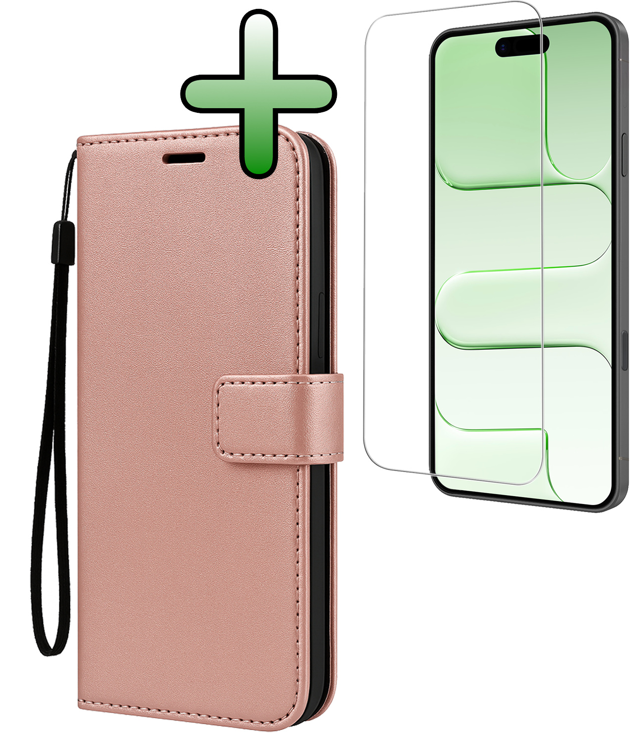 BASEY. BASEY. iPhone Air Hoesje Bookcase Met Screenprotector - Rose Goud