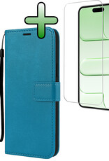 BASEY. BASEY. iPhone Air Hoesje Bookcase Met Screenprotector - Turquoise